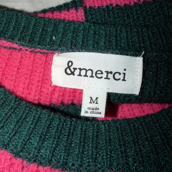 &Merci | Pink and dark green Checkered Sweater, size M - Picture 3 of 3